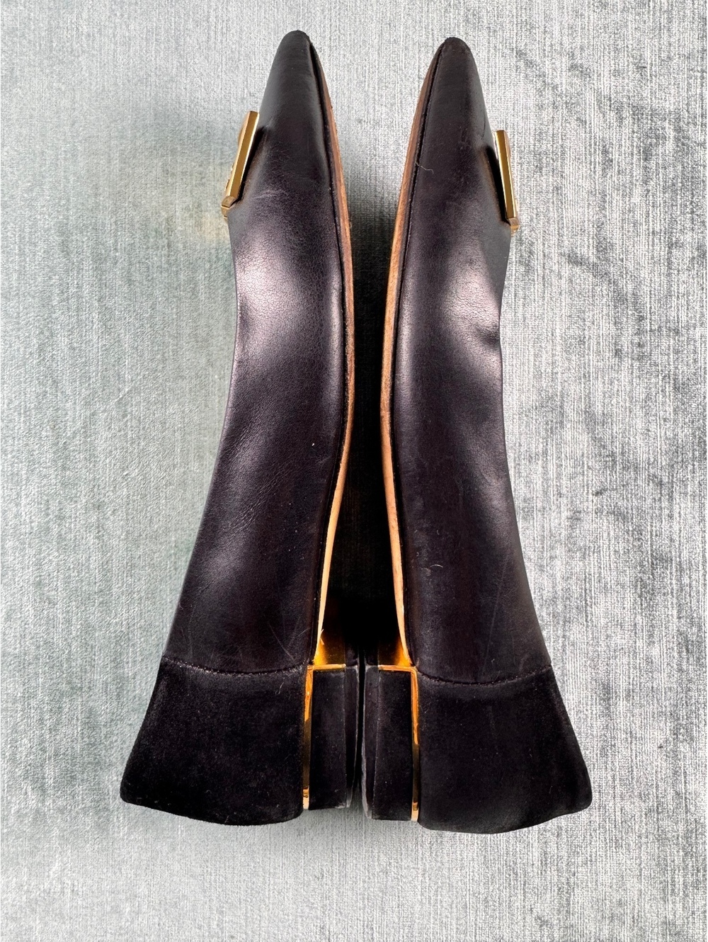 Tory Burch black leather suede pointed toe flats size 7 - Picture 4 of 7
